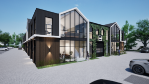 Glazen entree van bedrijfspand Arnhem met zicht op moderne kantoorruimte