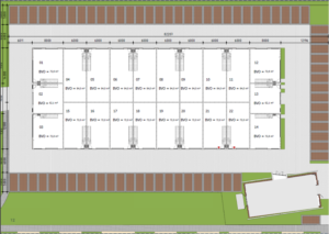 Plattegrond met indeling van alle units binnen het project bedrijfspand Arnhem