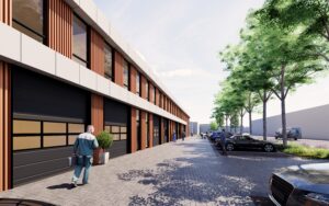 Moderne kantoorruimtes en bedrijfspanden in Gouda met dubbele verdiepingen en een representatieve entree.